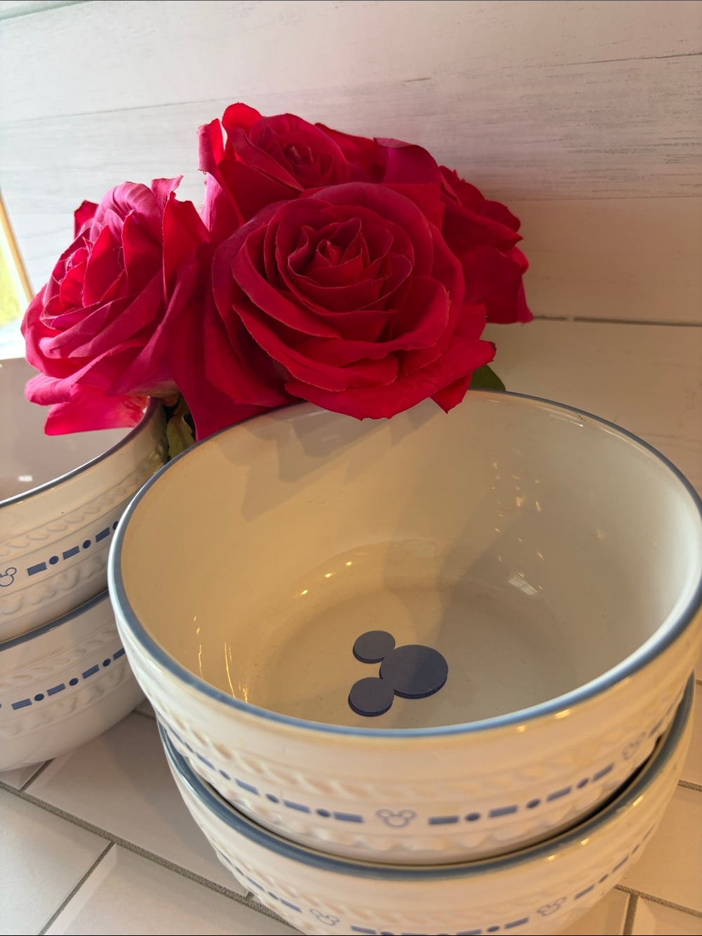 Mickey Mouse Gourmet Ceramic Bowls with Blue Mickey-Inspired Motif